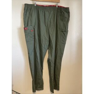 Dickies Medical Coveral Pants Scrubs Size 4X Olive Green Elastic Waste Excellent